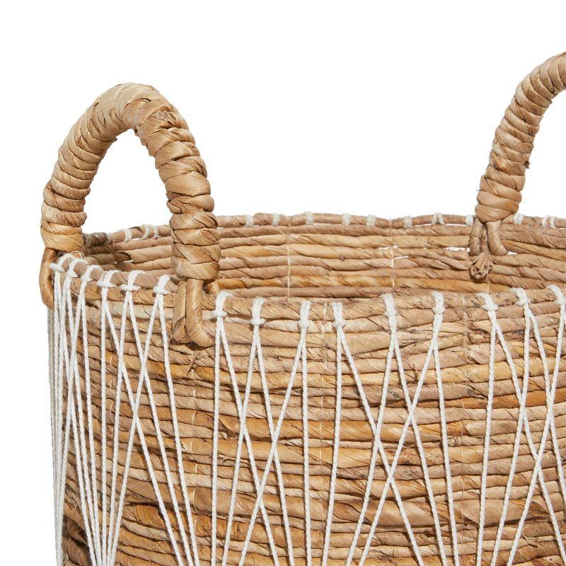 Handmade Bohemian Wicker Basket With Handles - Set of 3