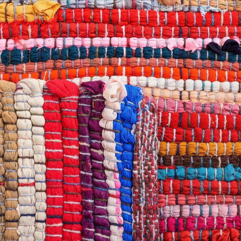 Rag Rug RAR240 Hand Woven Indoor Area Rug - Red/Multi - 4'x6' - Safavieh.