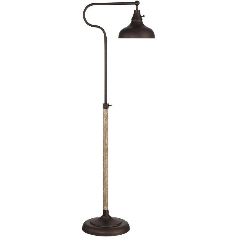 Ferris 57" Bronze Adjustable Pharmacy Floor Lamp with Faux Wood Grain