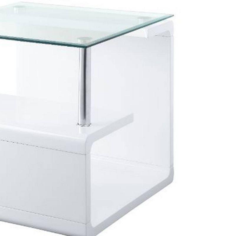 24" Nevaeh High Gloss Finish Accent Table Clear Glass/White - Acme Furniture