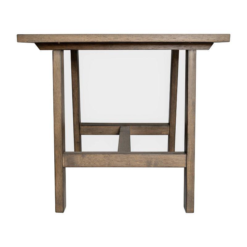 Taylor & Logan Cammie End Table Rustic Brown: Solid Wood, Trestle Base, 19.75" Height