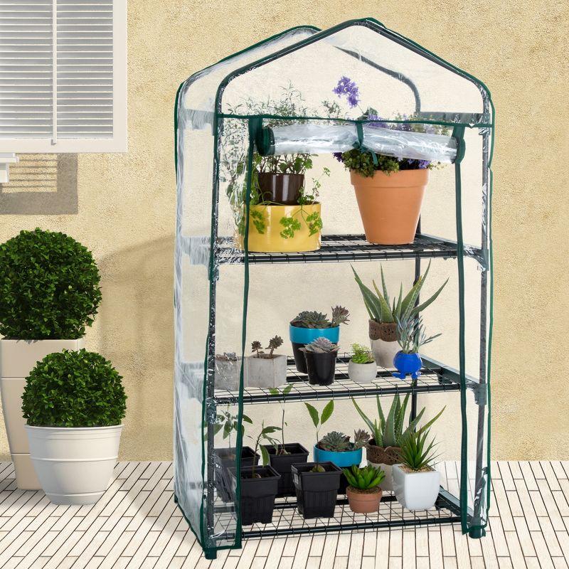 Nature Spring Portable 3-Tier Mini Greenhouse with Clear PVC Cover