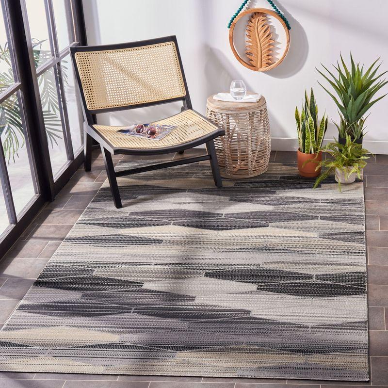 Grey and Dark Grey Geometric 6' x 9' Synthetic Area Rug