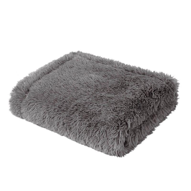 Gray Faux Fur Reversible Throw Blanket 50"x60"