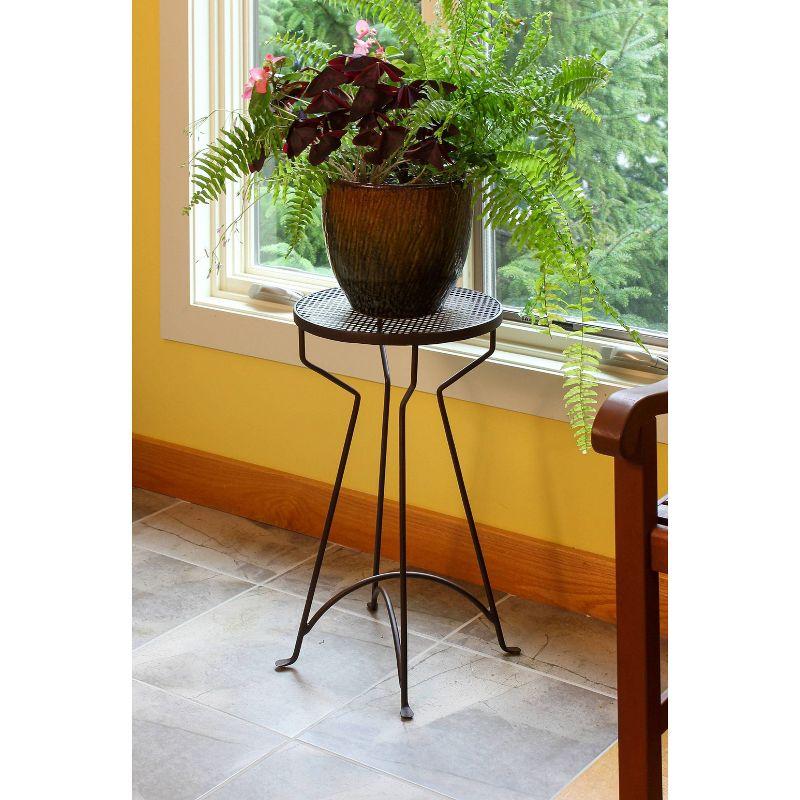 24.8" x 14" Roman Bronze Wrought Iron Capri Plant Stand Powder Coated - ACHLA Designs