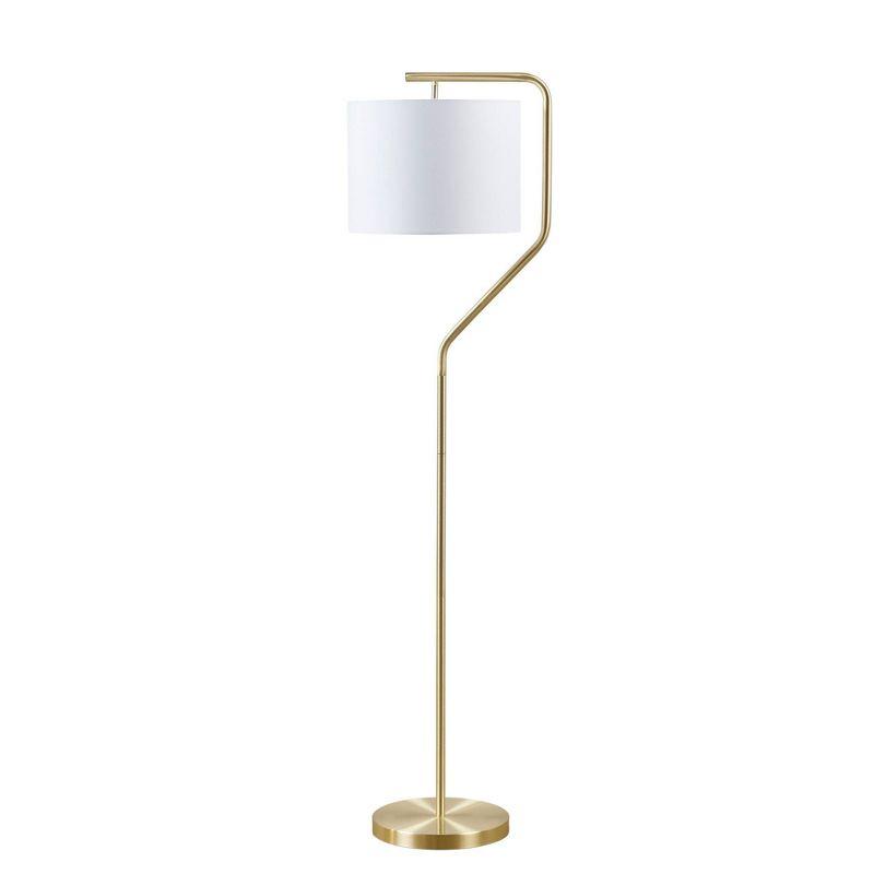 Gold Angular Arched Steel Floor Lamp with Drum Shade