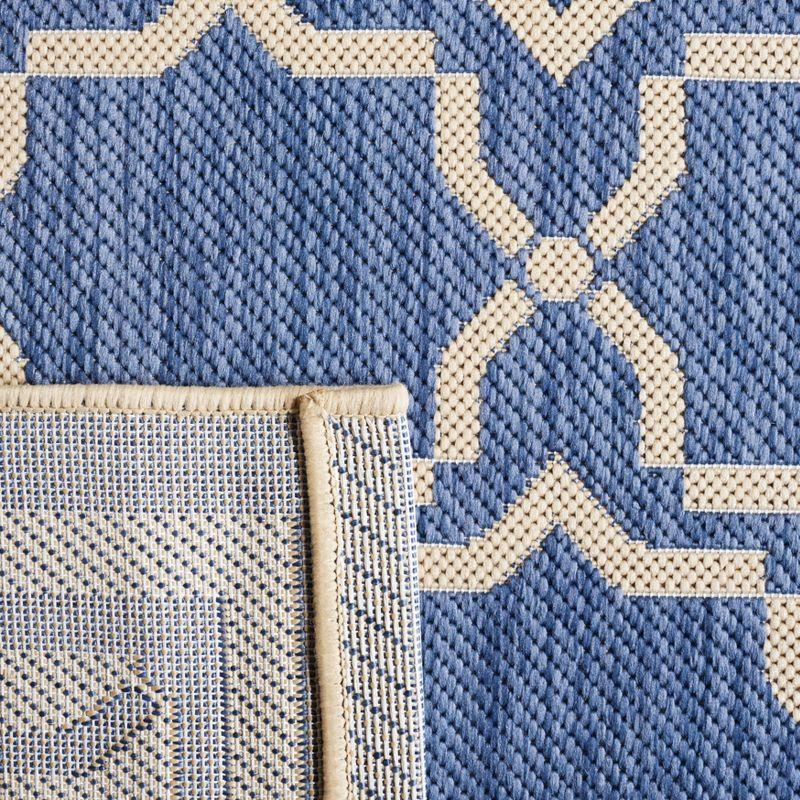 Courtyard CY6916 Power Loomed Indoor and Outdoor Area Rug - Blue/Beige - 7'10"x7'10" - Safavieh
