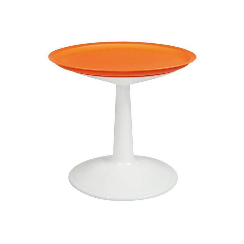 Orange and White Adjustable Resin Round Accent Table