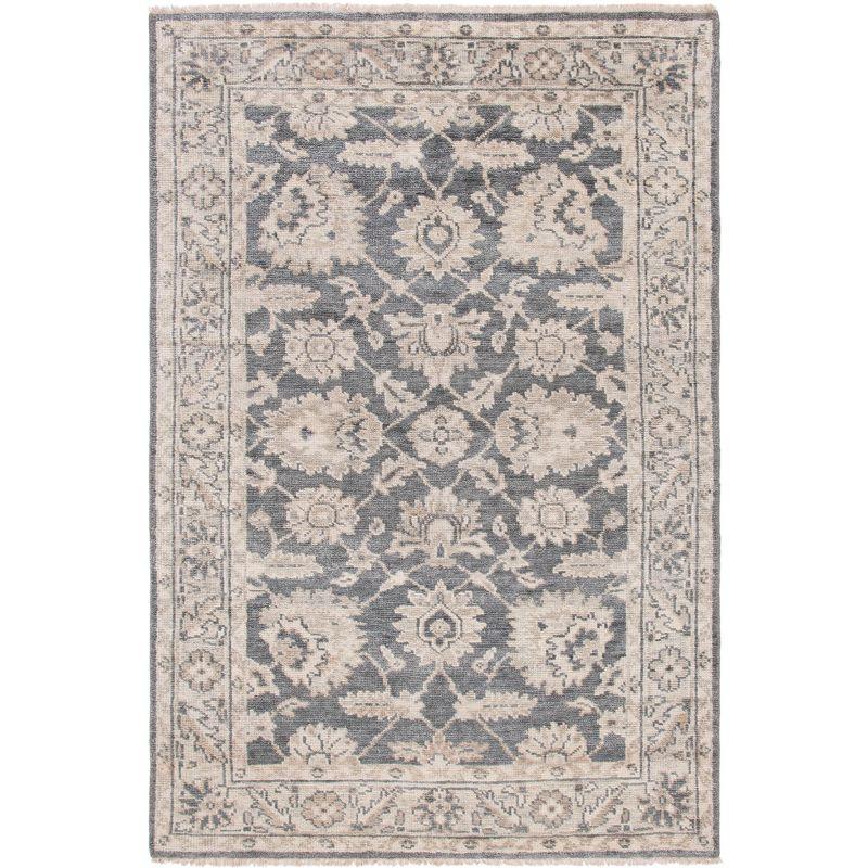 Samarkand SRK116 Hand Knotted Area Rug - Dark Grey/Beige - 6'x9' - Safavieh.