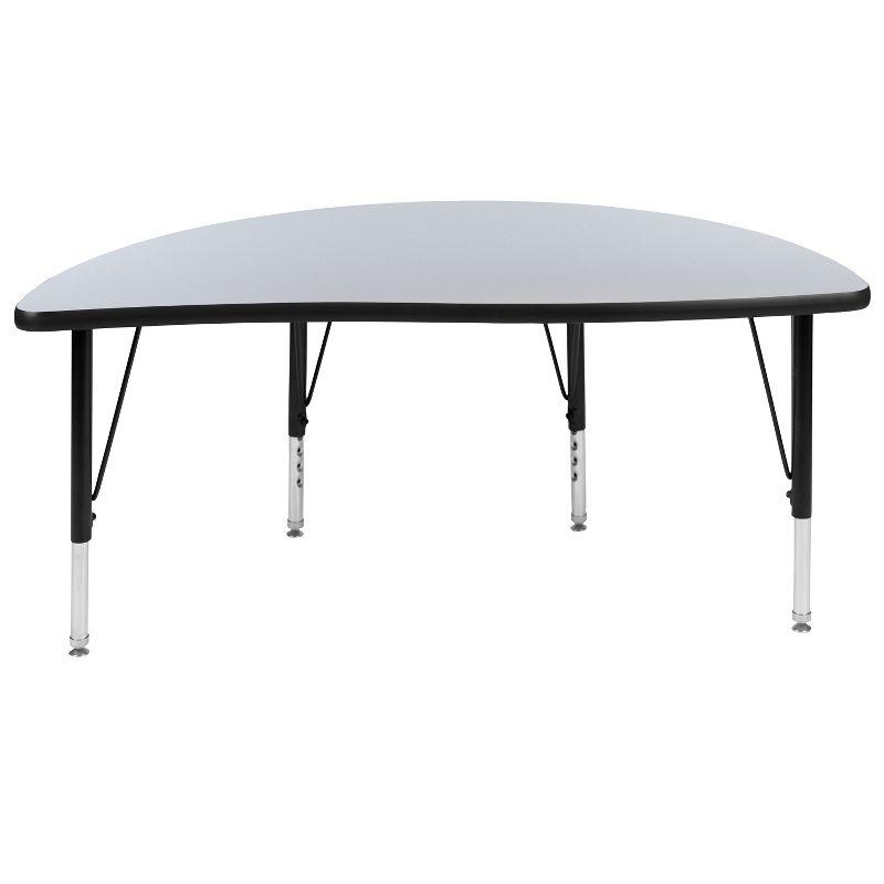 Adjustable Half Circle Wave Grey Laminate Activity Table