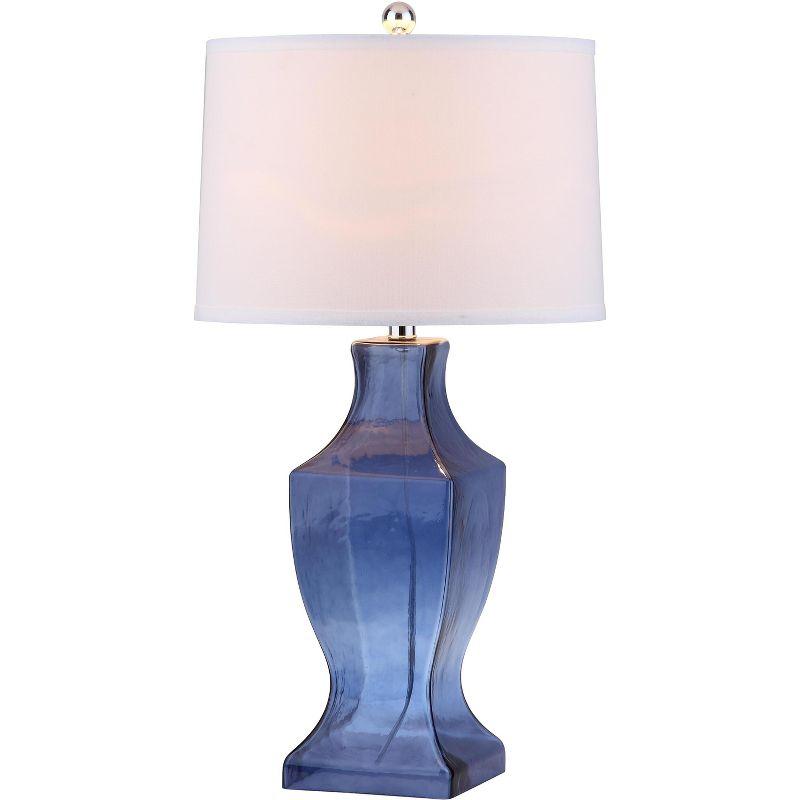 Elegant Blue Glass Urn Table Lamp Set with White Cotton Shade