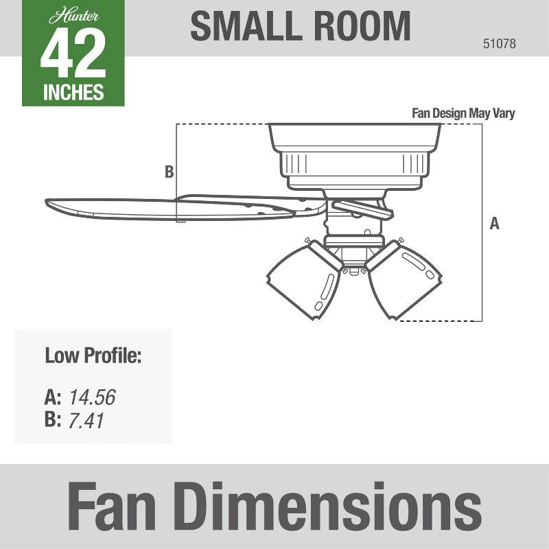 Hunter Fan Newsome 42" 5 - Blade Traditional Indoor Flush Mount Ceiling Fan with Lights and Pull Chains