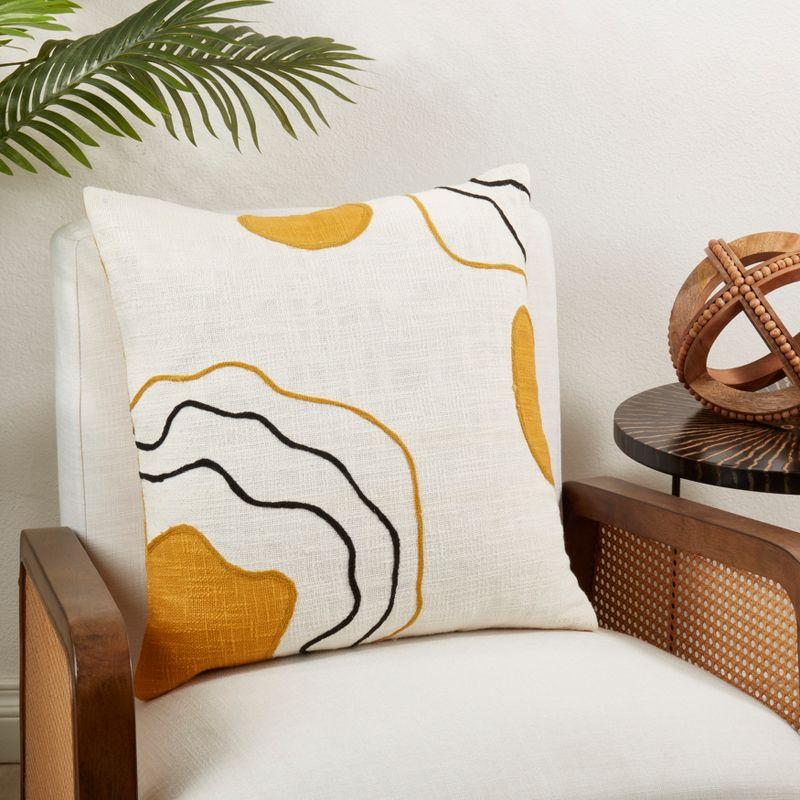 Artistic Expression Abstract Yellow Cotton Throw Pillow, 20" x 20"