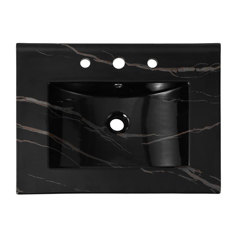Ancillary 3-Hole 24" Classic Contemporary Rectangular Ceramic Single Sink Basin Vanity Top