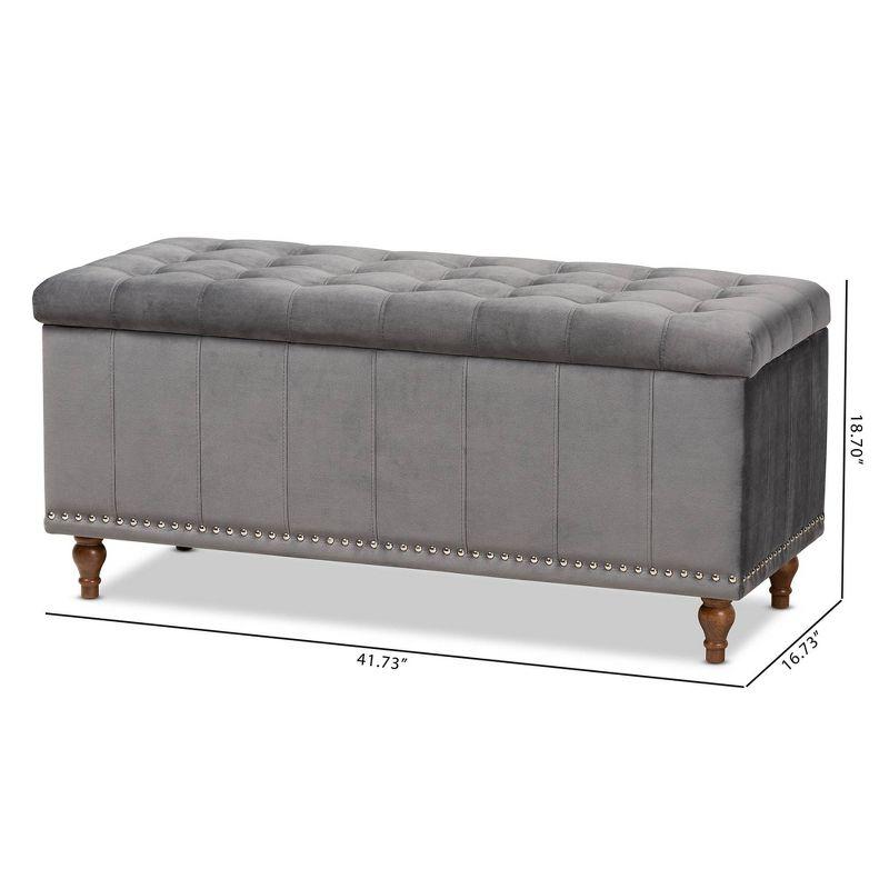 Kaylee Velvet Upholstered Button Tufted Ottoman Bench with Interior Storage - Baxton Studio
