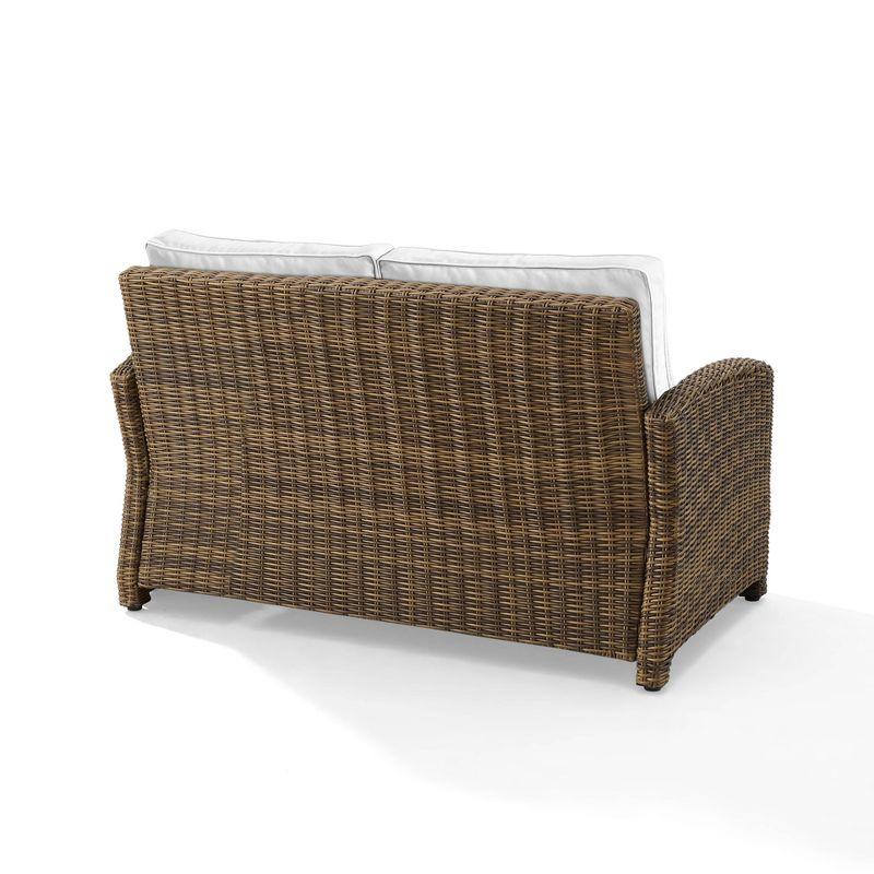 Bradenton Outdoor Loveseat: Weathered Brown/White, Steel Frame, Moisture-Resistant Cushions - Crosley