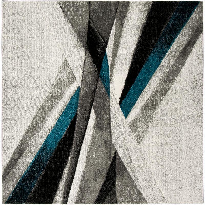Hollywood HLW710 Machine Made Area Rug - 6'7"x6'7" - Grey/Teal - Safavieh