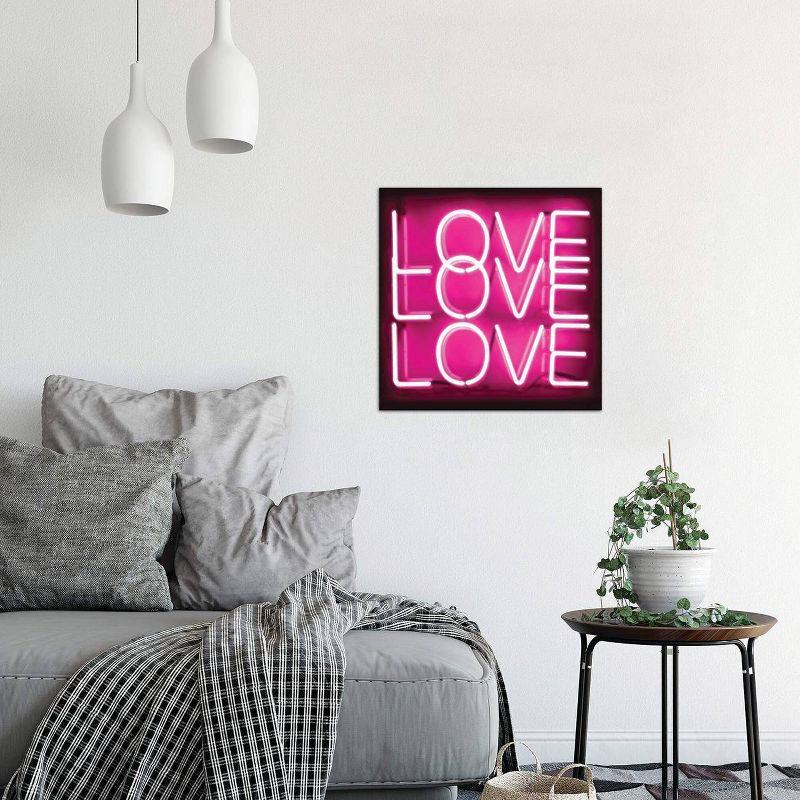 Neon Love Love Love Pink on Black by Hailey Carr Unframed Wall Canvas - iCanvas