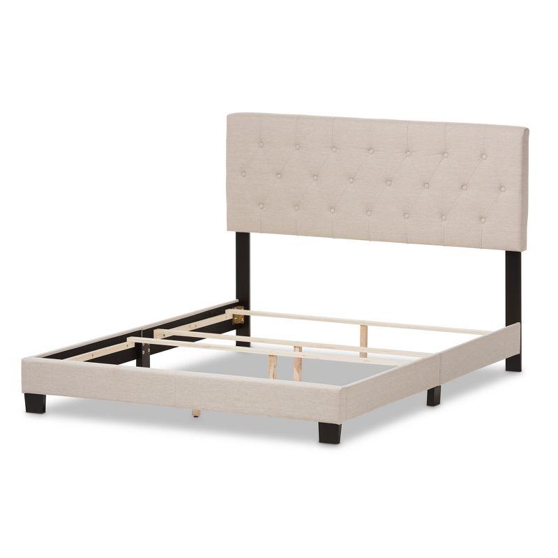 Queen Cassandra Modern and Contemporary Fabric Upholstered Bed Light Beige - Baxton Studio: Elegant Rubberwood & MDF Frame, Polyester Fill