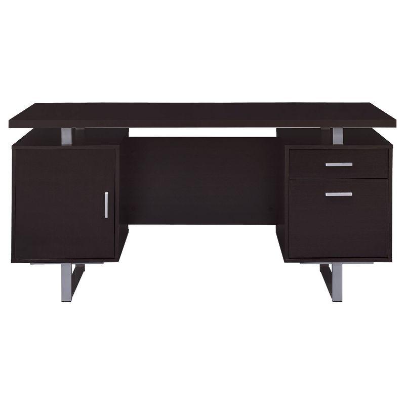 Lawtey 2 Drawer Office Desk Cappuccino - Coaster: Floating Top, Steel Legs, File Storage
