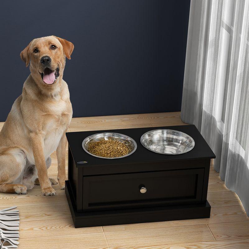 Pawhut PawHut Large Elevated Dog Bowls with Storage, Raised Dog Bowl Stand, Black