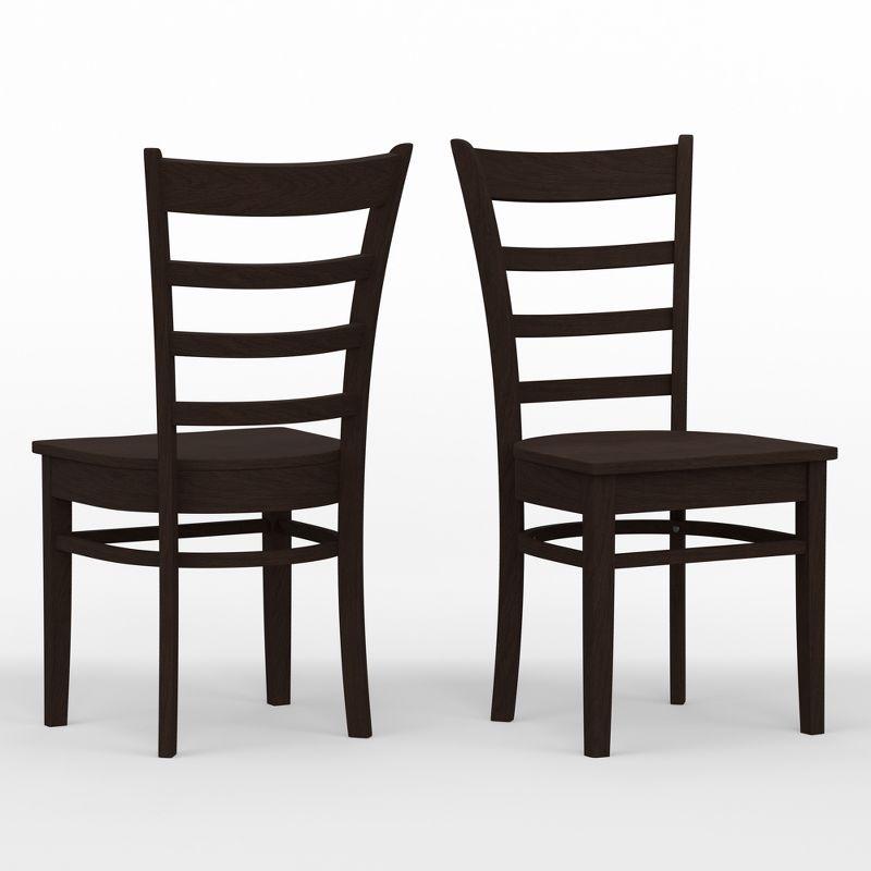 Glenwillow Home Slat Back Solid Wood Dining Chairs in Dark Walnut (Set of 2)
