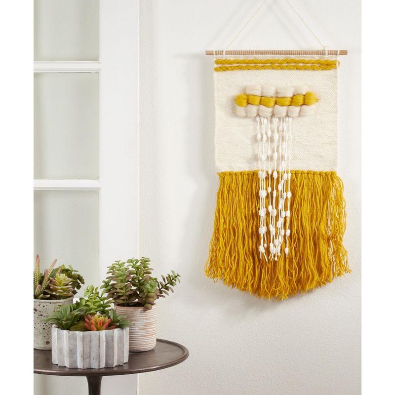 Saro Lifestyle Textured Woven Wall Hanging, 14"x28" Oblong, Yellow