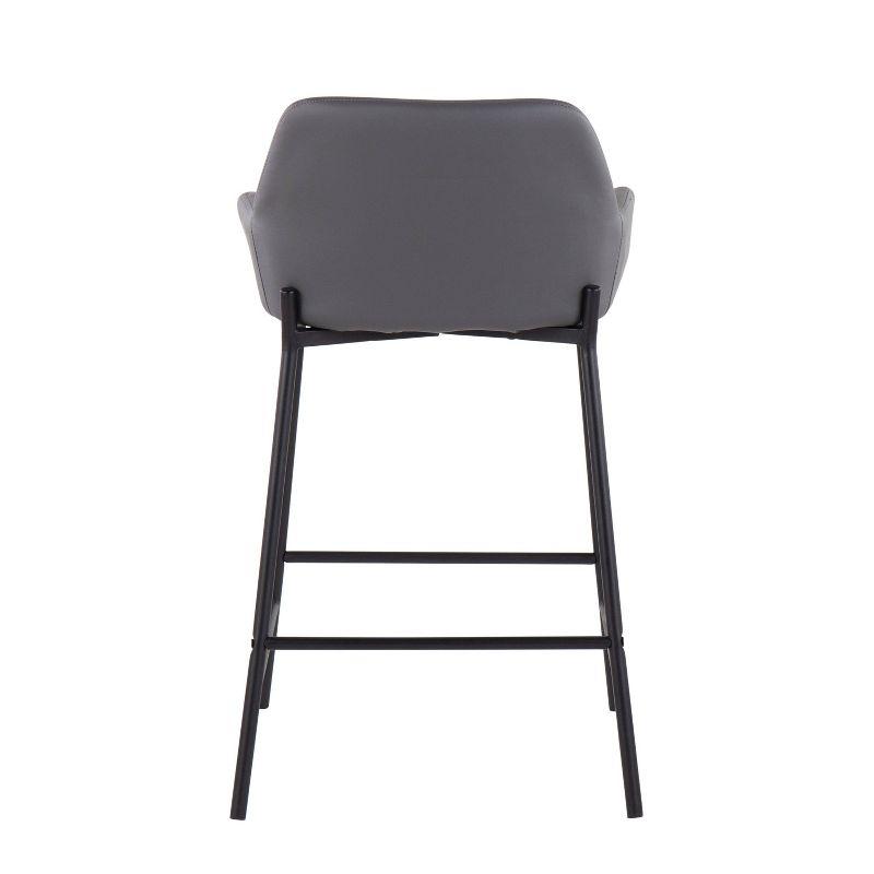 Set of 2 Daniella Metal/Faux Leather Counter Height Barstools Black/Gray - LumiSource: Padded, Modern Design, 250lb Capacity