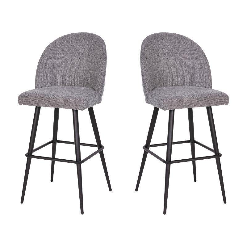 Flash Furniture Lyla Commercial Grade Modern Armless Barstools with Contoured Backrest, Steel Frame and Integrated Footrest - Set of 2