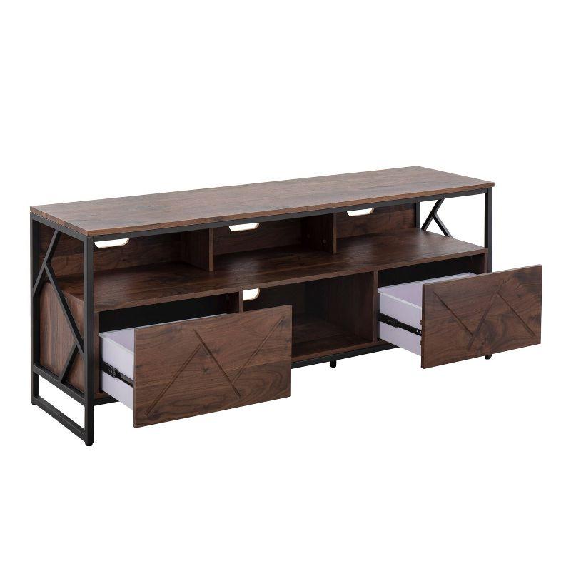 Folia TV Stand for TVs up to 60" Walnut/Black - Lumisource: Modern Console, Cable Management, Steel Frame