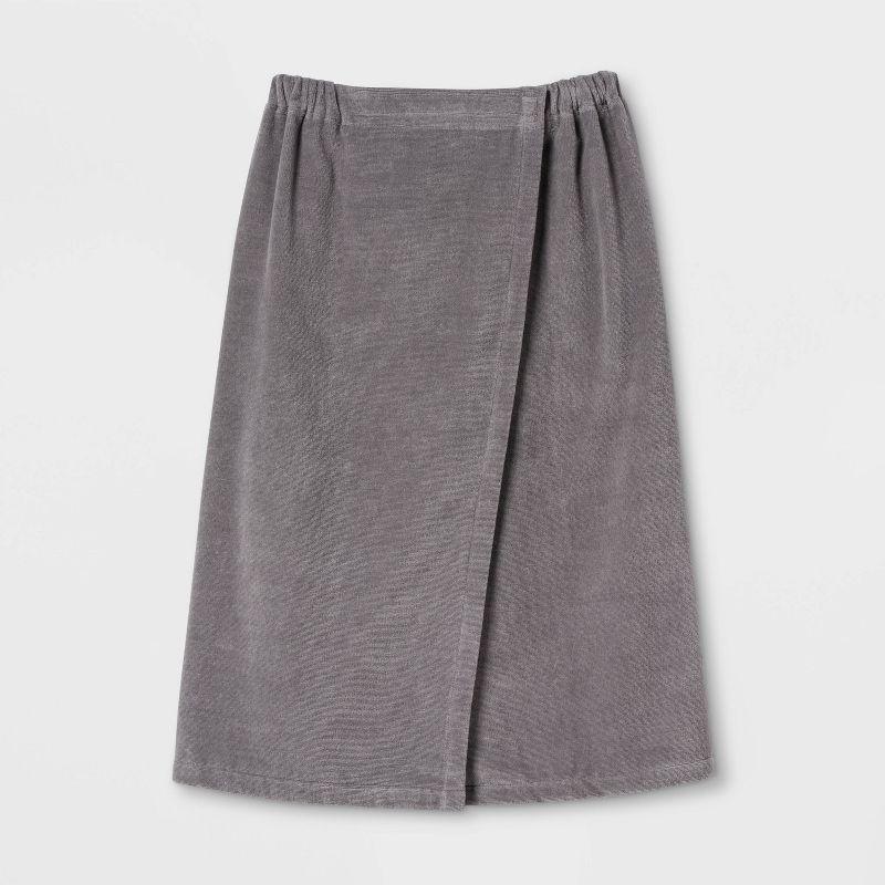 Bath Body Wrap Gray - Room Essentials™: Cotton Terry Shower Wrap, Hook & Loop Closure, OEKO-TEX Certified