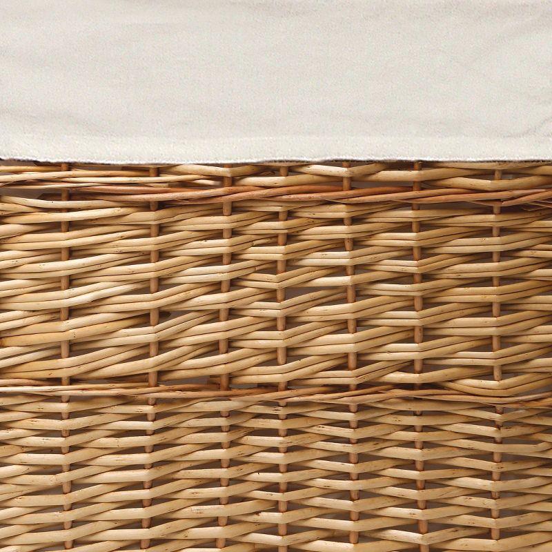 Eco-Friendly Stackable Wicker Hampers with Fabric Liners, Natural Ecru