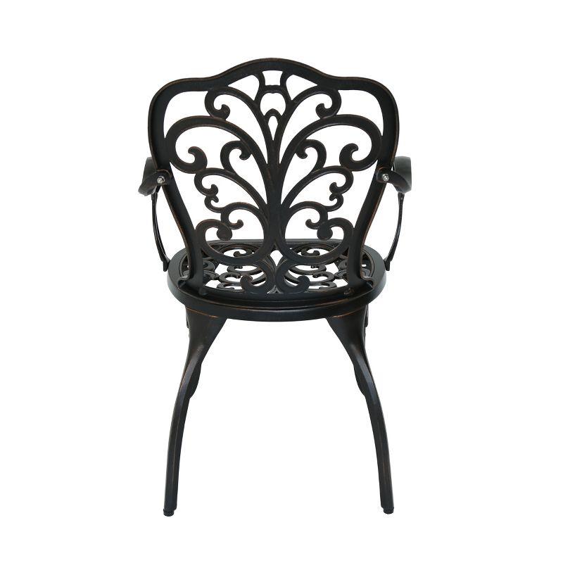 Viga 2pk Cast Aluminum Dining Chair - Shiny Copper - Christopher Knight Home: Weather-Resistant, Fixed Arms, 250lb Capacity