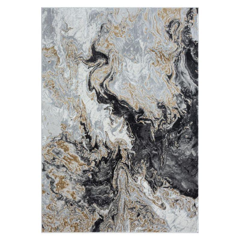 Smoke Marble Swirl Abstract 5' x 7' Synthetic Area Rug