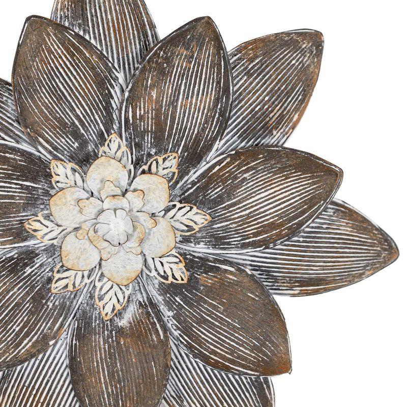 Set of 2 Wall Flowers Brown Metal by Foreside Home & Garden