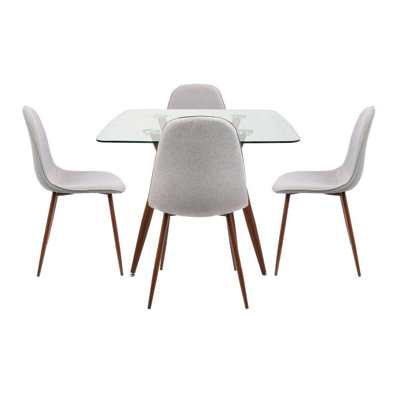 Clara Pebble Gray 5 Piece Dining Set with Geometric Legs