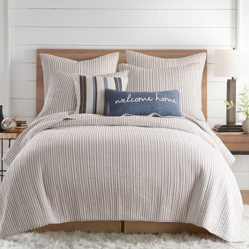 Tobago Stripe Taupe Euro Sham Set - Two Euro Shams - Levtex Home