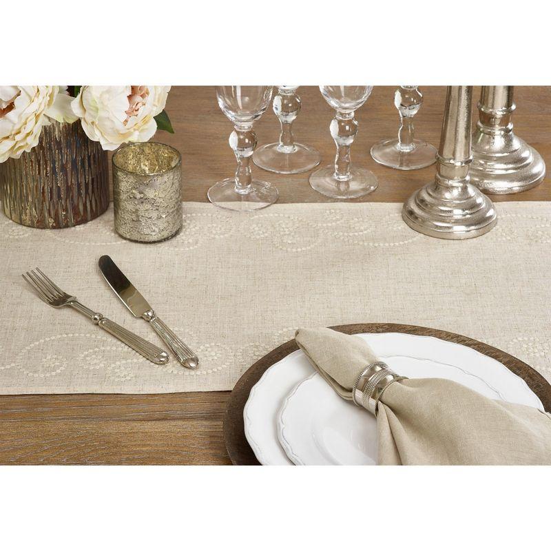 Saro Lifestyle Swirl Embroidered Table Runner