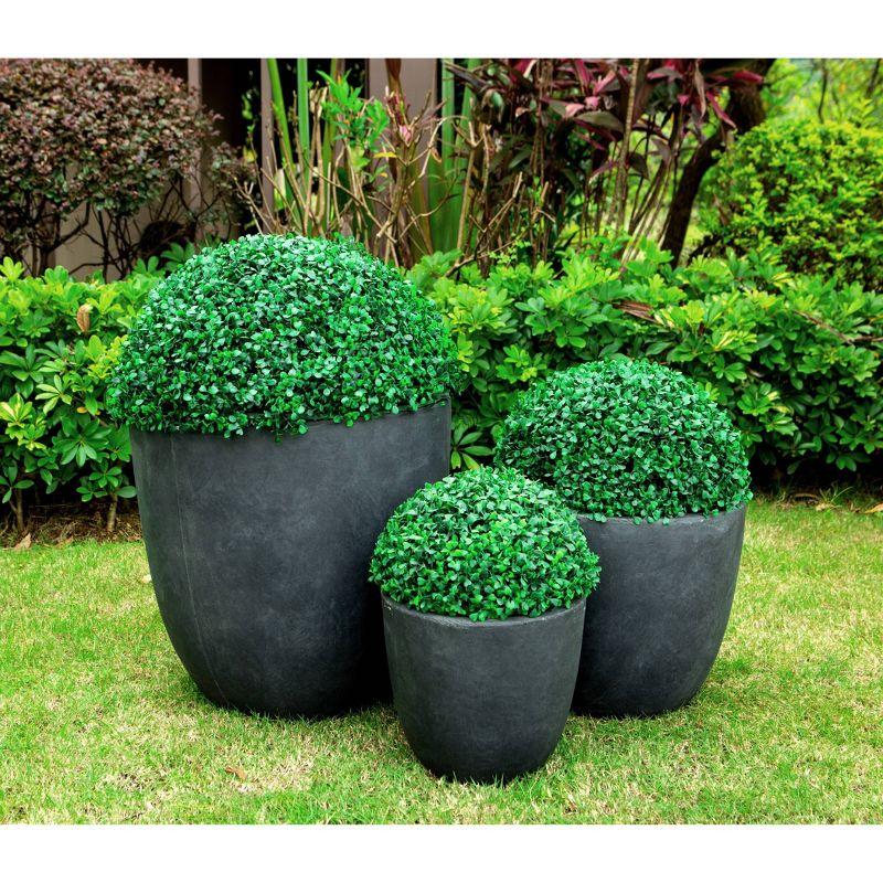 Set of 3 17" Kante Lightweight Modern Seamless Outdoor Concrete Oval Planter Charcoal Black - Rosemead Home & Garden, Inc.