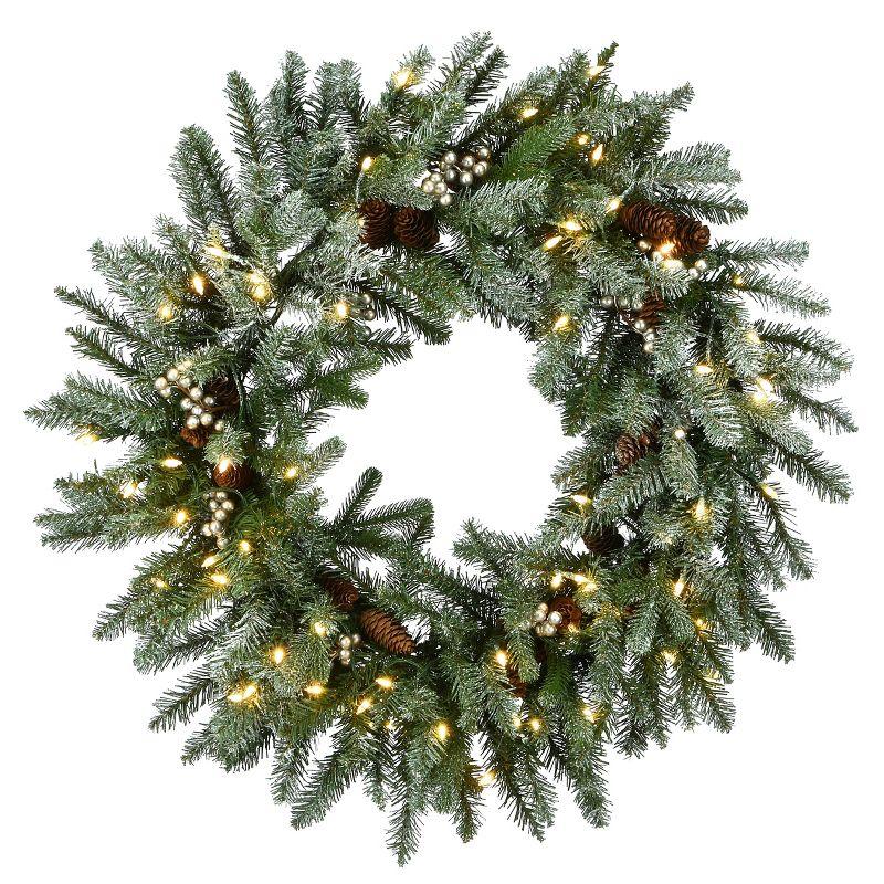 30" Snowy Morgan Spruce Wreath with LED Lights