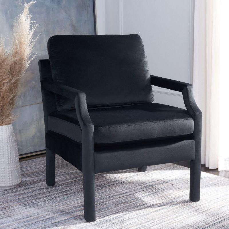 Genoa Upholstered Arm Chair - Black Velvet - Safavieh.