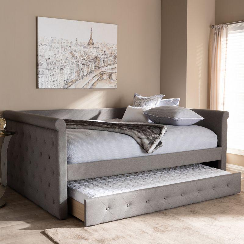 Queen Alena Daybed with Trundle Gray - Baxton Studio: Contemporary Upholstered Bedroom Furniture