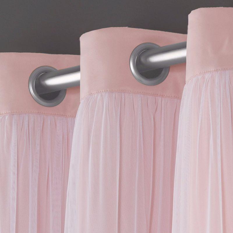 Rose Blush Blackout Sheer Grommet Curtain Panels, 52 x 84