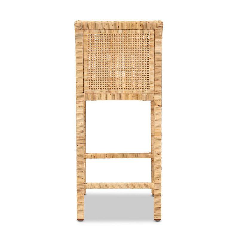 Sofia Handmade Natural Wood and Rattan 41" Counter Stool