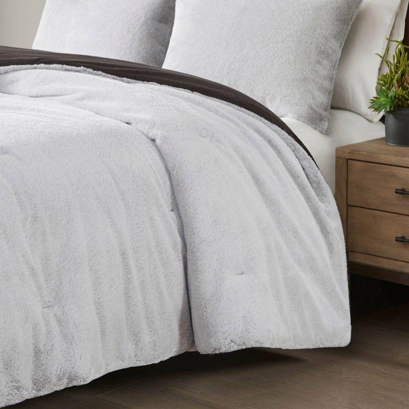 Ivory Faux Fur King Down Alternative Comforter Set