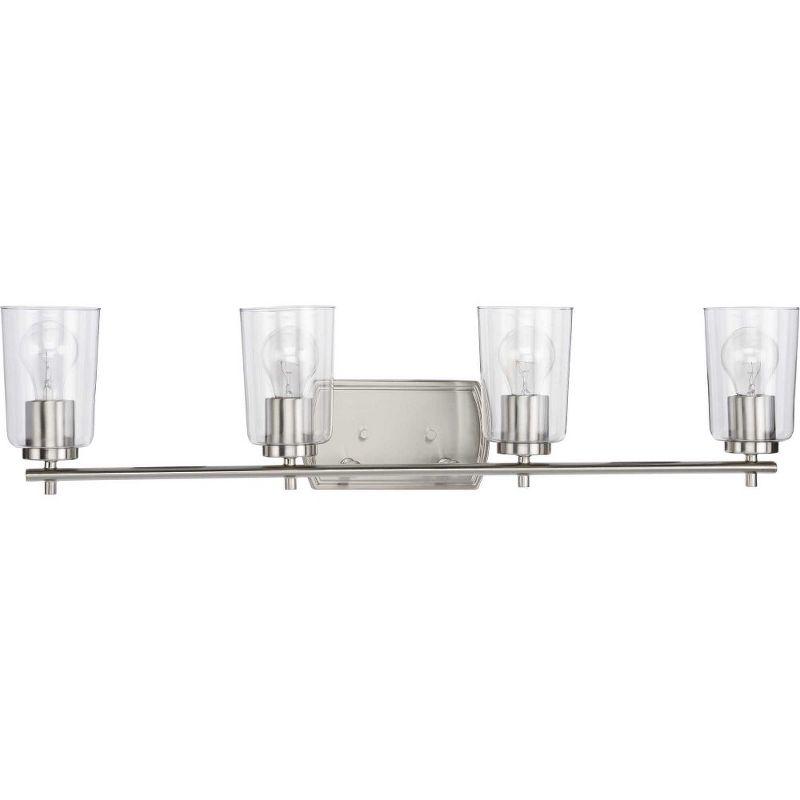 Progress Lighting Adley 4-Light Bath Vanity in Polished Nickel with Clear Glass Shades