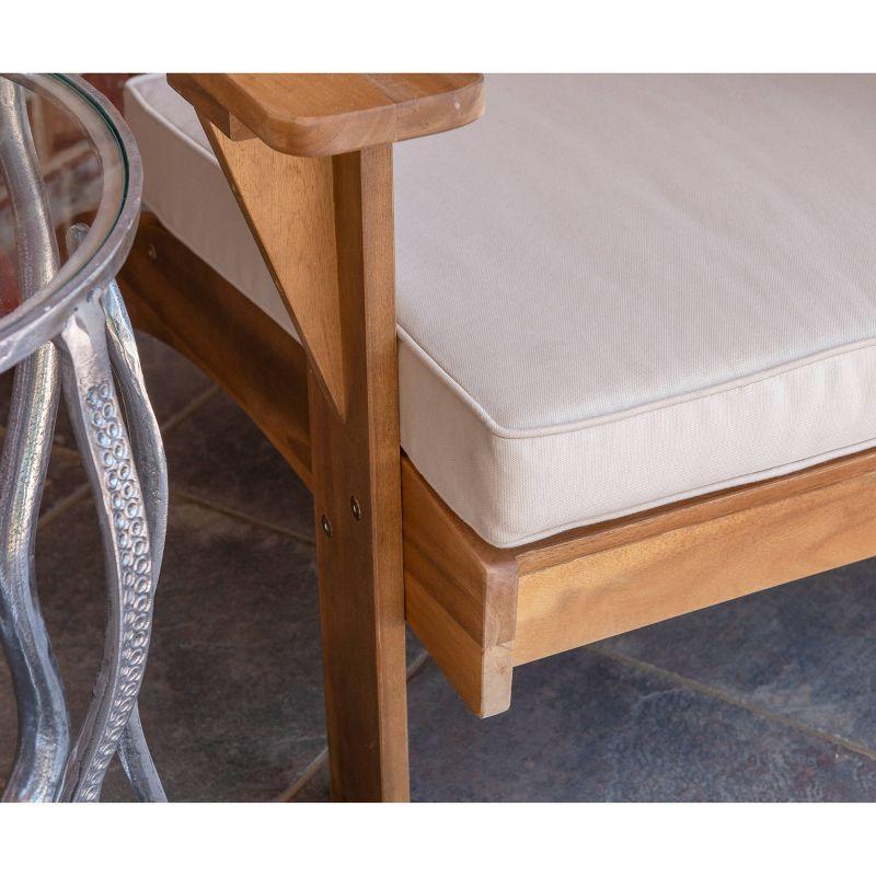 Rockport Outdoor Acacia Wood Chair with Cushion Brown - Linon: Porch Seating, Polyester Fabric, Foam Fill