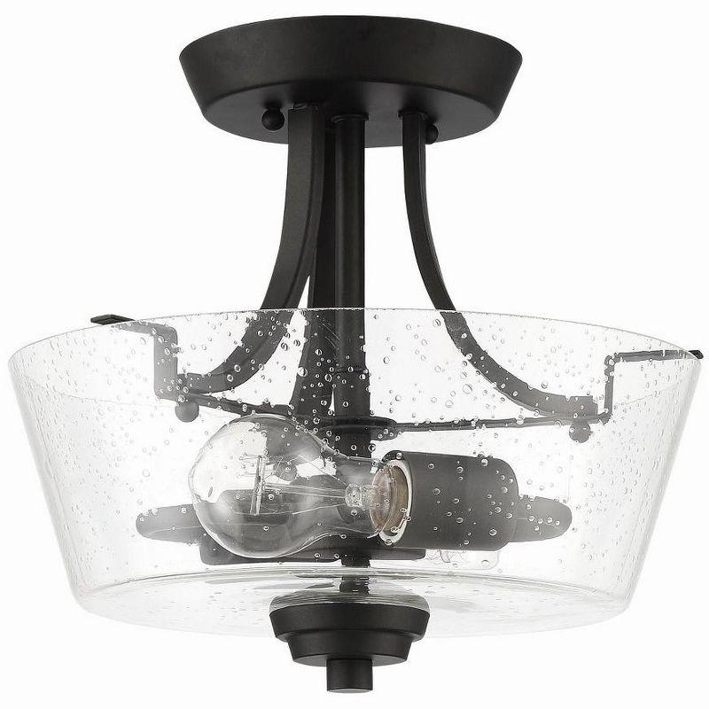 Espresso and Clear Glass Drum Semi-Flush Mount Light