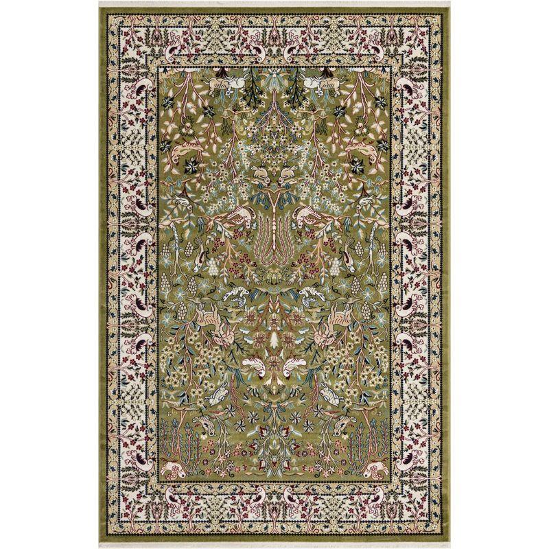 Unique Loom Narenj Collection Area Rug - Bristol (6' 1" x 9' Rectangle Green/Ivory)