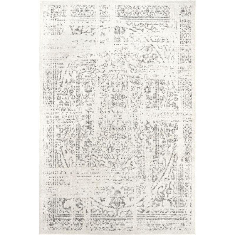 Nuloom Arlena Medallion 4x6 Indoor Area Rug for Living Room Bedroom Dining Room Kitchen, Grey/Ivory